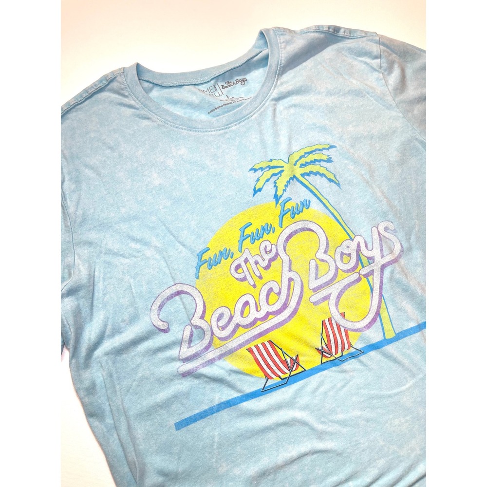 The Beach Boys Fun Fun Fun Graphic Tee Blue Acid Wash Large 0260